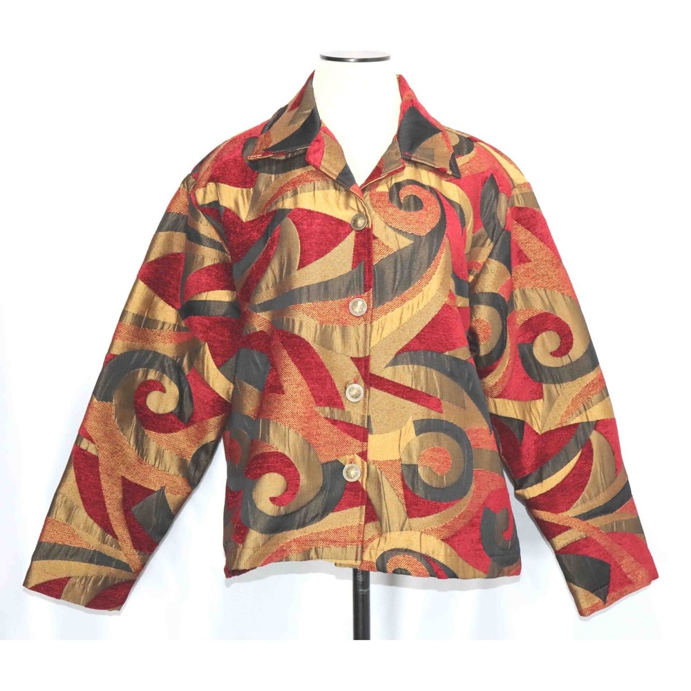 DB Sport Tapestry Jacquard Blazer Jacket Womens Size L USA Vintage